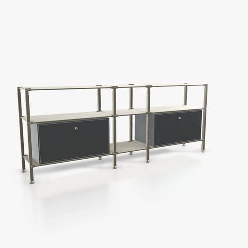 Modernes Sideboard - S.3.750.2.2.AZ.00.1 - tRACK by Kesseböhmer GmbH - Holzfurnier / lackiertes MDF / pulverbeschichteter Stahl