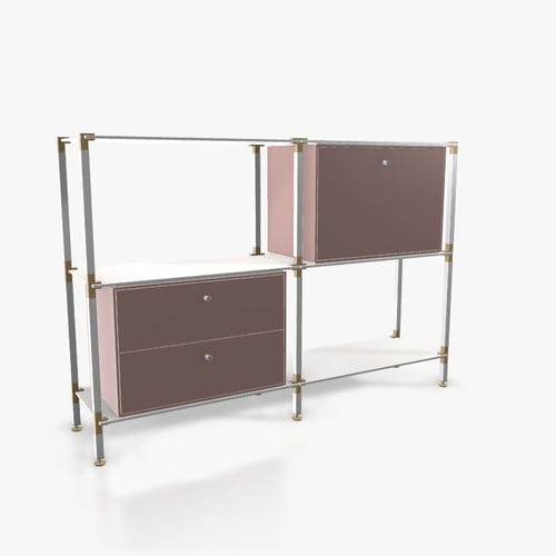 Modernes Sideboard - S.2.750.2.2.DU.00.2 - tRACK by Kesseböhmer GmbH - Holzfurnier / lackiertes MDF / pulverbeschichteter Stahl