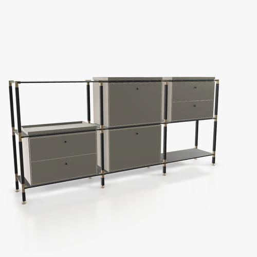 Modernes Sideboard - S.3.750.2.4.DU.TA.1 - tRACK by Kesseböhmer GmbH - Holzfurnier / lackiertes MDF / pulverbeschichteter Stahl
