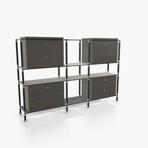 Hohes Sideboard - H.3.750.3.4 DU.TA.1 - tRACK by Kesseböhmer GmbH - modern / Holzfurnier / lackiertes MDF