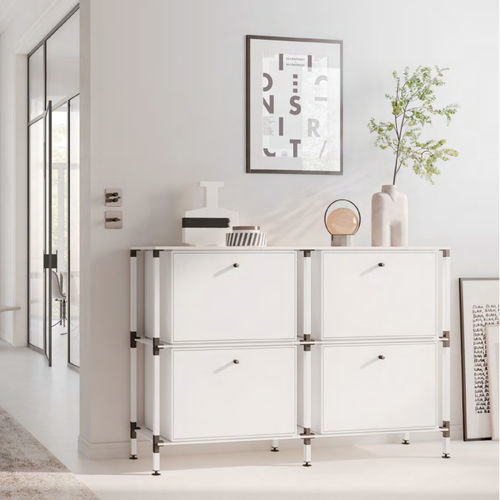 Modernes Sideboard - S.2.900.2.4.KU.00.1 - tRACK by Kesseböhmer GmbH - Holzfurnier / lackiertes MDF / pulverbeschichteter Stahl