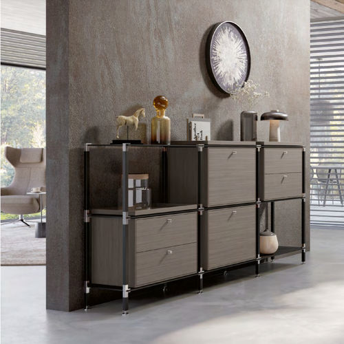 Modernes Sideboard - S.3.900.2.4.DU.TA.1 - tRACK by Kesseböhmer GmbH - Holzfurnier / lackiertes MDF / pulverbeschichteter Stahl