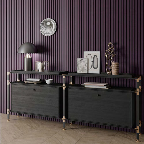 Modernes Sideboard - S.2.900.2.2.KU.00.1 - tRACK by Kesseböhmer GmbH - Holzfurnier / lackiertes MDF / pulverbeschichteter Stahl