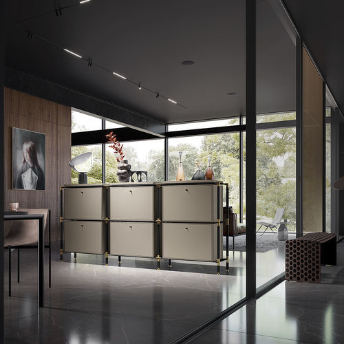Modernes Sideboard - S.3.750.2.6.DU.TA.1 - tRACK by Kesseböhmer GmbH - Holzfurnier / lackiertes MDF / pulverbeschichteter Stahl