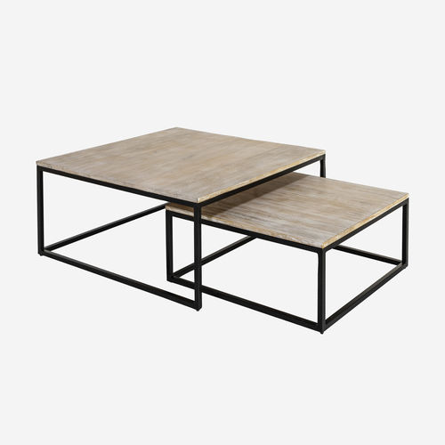 Moderner Satztisch - 987-024365-NEGROD.ROB - CAMINO A CASA - Holz / Gestell aus Eisen / quadratisch