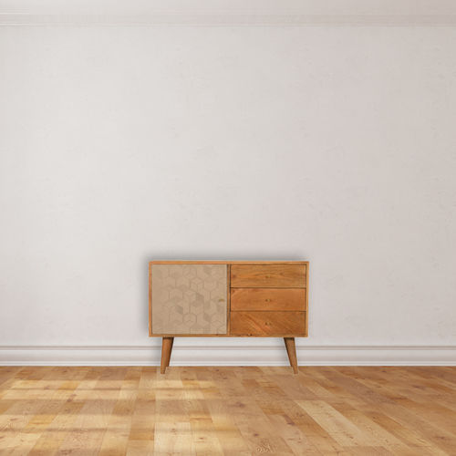 Sideboard / skandinavisches Design - ACADIA - Artisan Furniture - Massivholz / handbemaltes Holz / mit Regal
