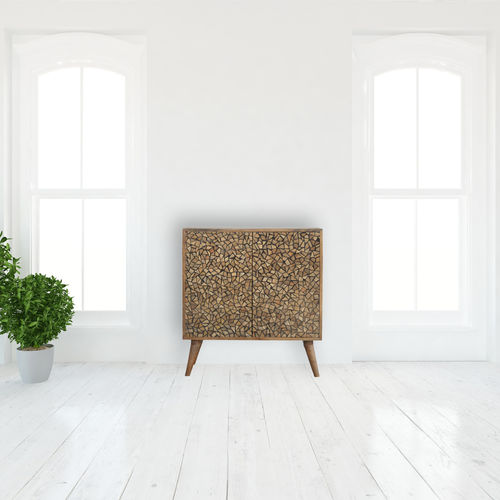 Sideboard / skandinavisches Design - LISBON BLACK ABSTRACT - Artisan Furniture - Massivholz / Harz / mit Schwingtür