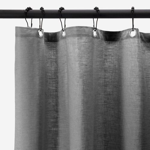 Weißer Duschvorhang - Lino - BATH BAZAAR - grau / beige / einfarbig