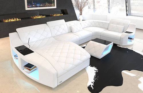 Modulsofa - Swing U - Sofa dreams - modern / Leder / mit Kopfstütze