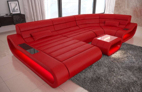 Modulsofa - Concept U - Sofa dreams - modern / Leder / mit Fußstütze