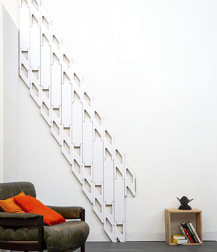 Gerade Treppe - Slim - raumvonwert - Holzstufen / mit Holzstruktur / für Privatgebrauch