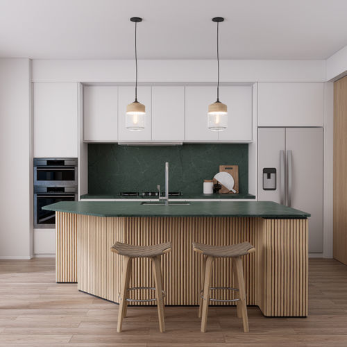 Kunststein-Arbeitsplatte - VERDANT MIST - Fujian Ultracera New Materials CO.,Ltd - Verbundwerkstoff / Stein / für Profiküchen
