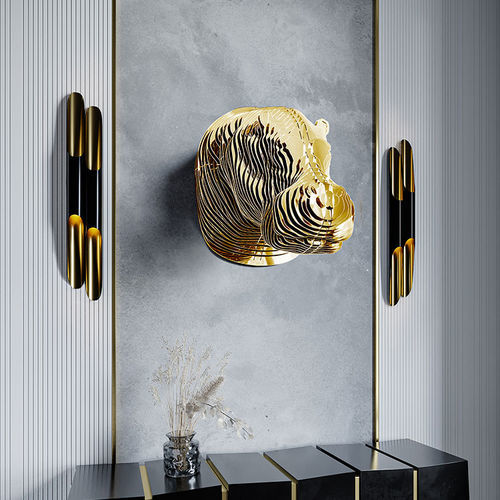 Messing-Skulptur - Basile Hippo - CREATUR - wandmontiert / gold / schwarz