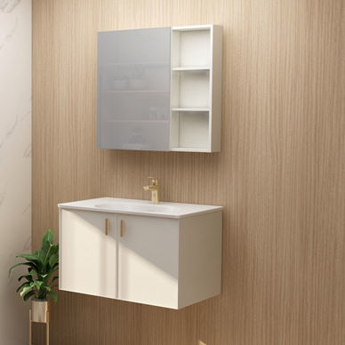 Moderner Badezimmer-Schrank - HFL0603-8156NC - Huida Sanitary Ware Co., Ltd. - für Privatgebrauch / Holz / Aluminium