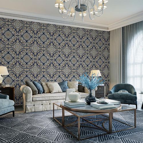 Stil-Tapete - 1301 SERIES - ADAWALL - Motiv / Stoffoptik / grau