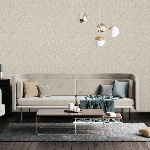 Moderne Tapete - 1107 SERIES - ADAWALL - mit geometrischen Motiven / Stoffoptik / grün