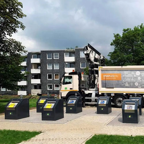 Containerform-Abfallbehälter - Bellagio - Villiger Entsorgungssysteme AG - Edelstahl / pulverbeschichteter Stahl / mit Deckel
