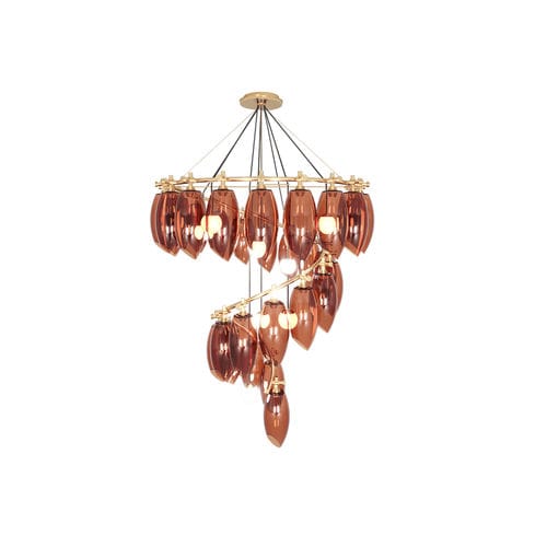 Kronleuchter / Art Deco - COCOON - Hommés Studio - geblasenes Glas / polierter Edelstahl / Wasserfall
