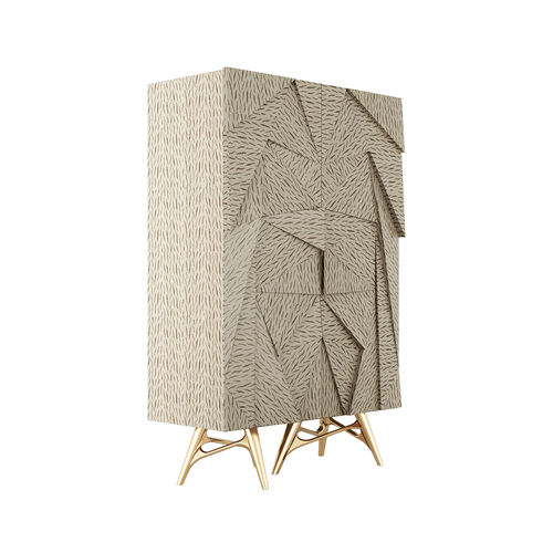 Moderner Barschrank - ROSALIA CABINET - Hommés Studio - Holz / poliertes Messing / grau