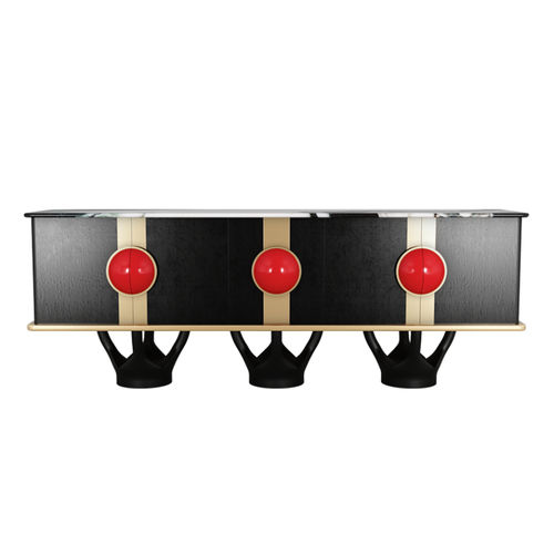 Sideboard / organisches Design - MARINO - Hommés Studio - lackiertes Holz / polierter Edelstahl / Marmor