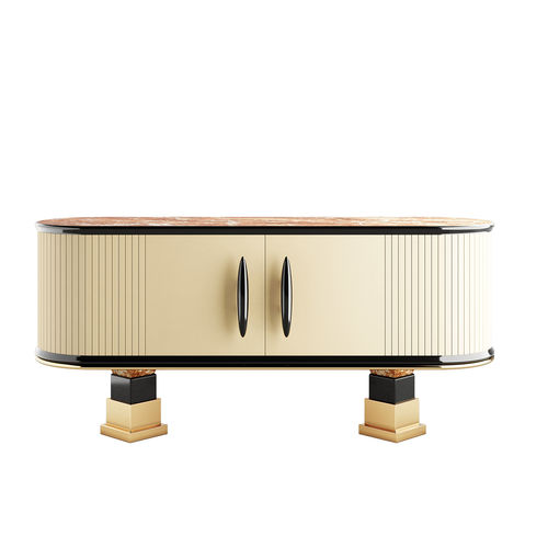 Modernes Sideboard - BABAR - Hommés Studio - lackiertes Holz / polierter Edelstahl / Marmor