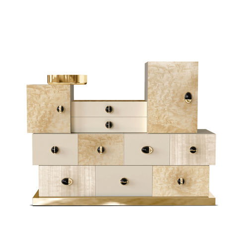 Moderne Kommode - MATRIOSKA CHEST - Hommés Studio - Holz / Nickel / polierter Edelstahl