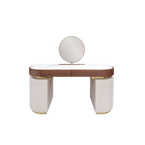 Schminktisch / Art Deco - CLAIRE - Hommés Studio - Nussbaum / Edelstahl / Leder