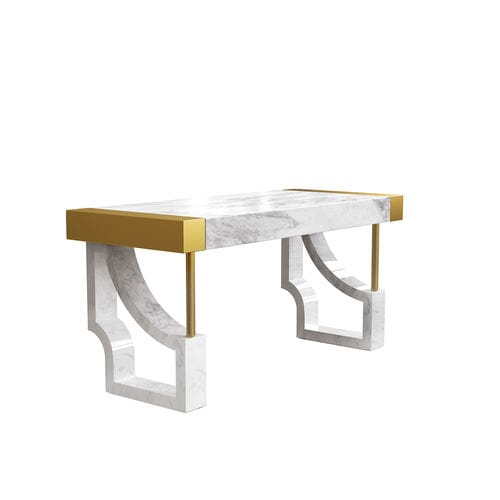 Bodenstehender Schreibtisch - QUEENA - Hommés Studio - modern / polierter Edelstahl / Marmor