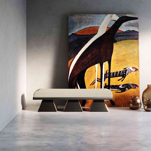 Moderne Bank - Moa - Hommés Studio - Samt / poliertes Messing / ohne Rückenlehne