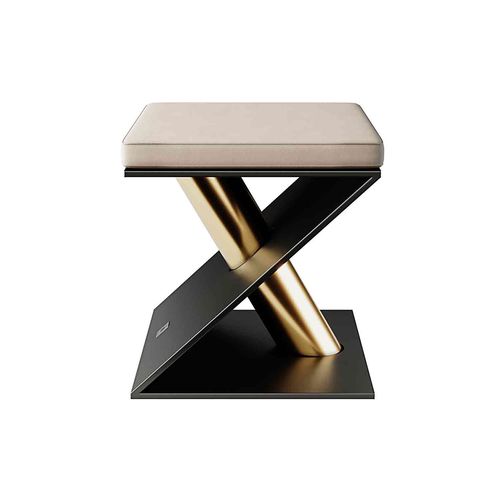 Moderner Hocker - X STOOL - Hommés Studio - Samt / Gestell aus bemaltem Stahl / Gestell aus Eisen
