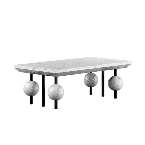 Marmor-Couchtisch - MANI  - Hommés Studio - modern / Gestell aus rostfreiem Edelstahl / rechteckig