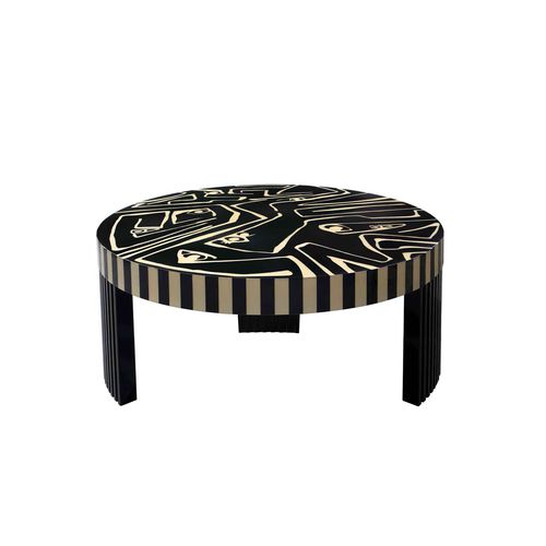 Moderner Couchtisch - PICASSO CENTER TABLE - Hommés Studio - Holzfurnier / Gestell aus lackiertem Holz / rund