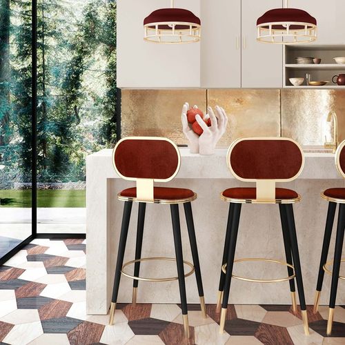 Moderner Barstuhl - CARLINI - Emmel-Furniture - für den Innenraum / Samt / Gestell aus lackiertem Holz