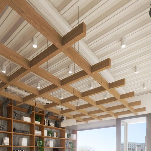 Holz-Akustikbaffel - FREE GRID - The Acoustics Company SAS - deckenmontiert / quadratisch / feuerfest