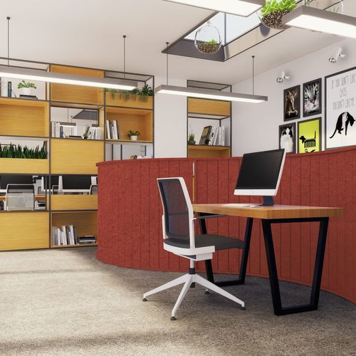 Selbsttragende Akustikplatte - POSHARC - The Acoustics Company SAS - PET / gebogen / Stoffoptik