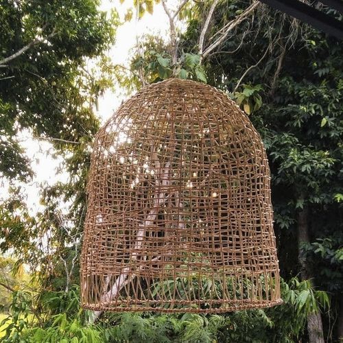 Hängelampe - WILSHIRE BLVD - My Bali Living - Stoff / Bambus / Rattan