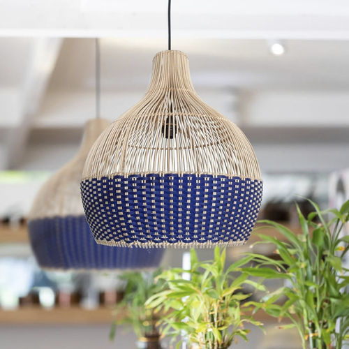 Hängelampe - EAST HAMPTON - My Bali Living - Stoff / Bambus / Rattan