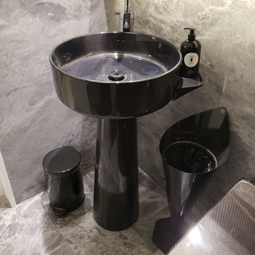 Bodenstehendes Waschbecken - ALVARAE Design Studio - Kohlenstofffaser / rund / ohne Öffnung
