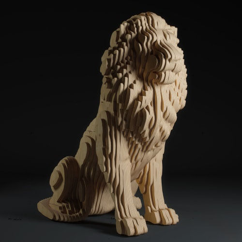 Birke-Skulptur - Lion - MyWoodream - Sperrholz / Tier / modern