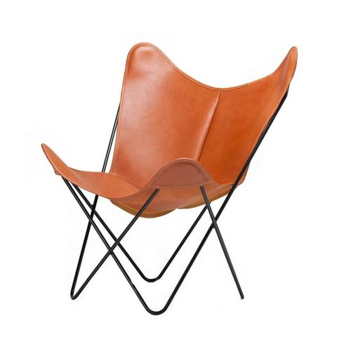 Stuhl / originelles Design - BKF SOFT NATURAL WAXED - Butterfly Original - für den Innenraum / Leder / Gestell aus Stahl