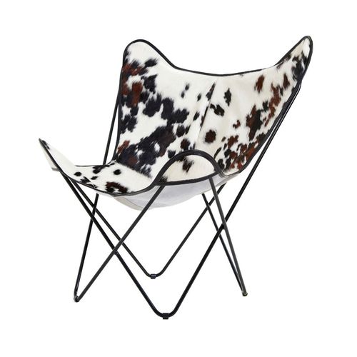 Stuhl / originelles Design - BKF SOFT NATURAL NORMANDE COWHIDE - Butterfly Original - für den Innenraum / Kuhfell / Gestell aus Stahl