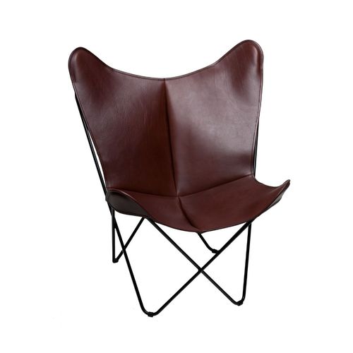 Stuhl / originelles Design - BKF SOFT DARK BROWN WAXED - Butterfly Original - für den Innenraum / Leder / Gestell aus Stahl