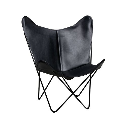 Stuhl / originelles Design - BKF SOFT WAXED - Butterfly Original - für den Innenraum / Leder / Gestell aus Stahl