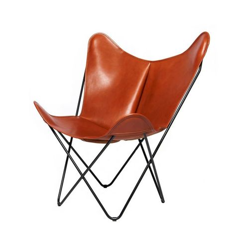 Stuhl / originelles Design - BKF SOFT WAXED - Butterfly Original - für den Innenraum / Leder / Gestell aus Stahl