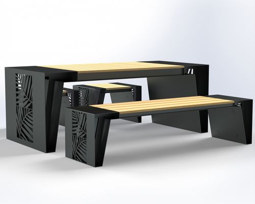 Moderner Picknicktisch - Printemps - URBAN TENDANCES - Tropenholz / Cortenstahl / Gestell aus Metall