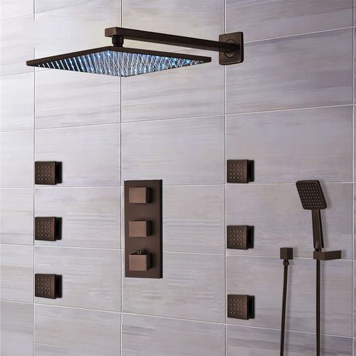 Einbauduschkopf - FB-0522ORB - FontanaShowers - quadratisch / mit integrierter Beleuchtung