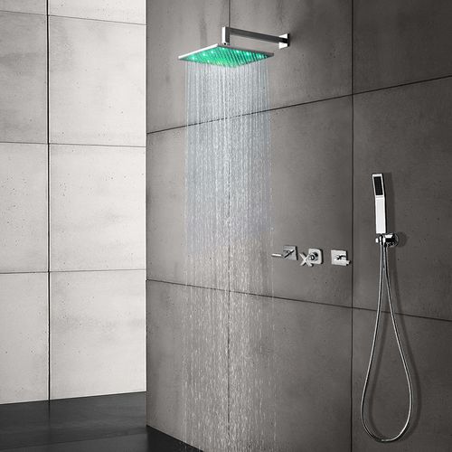 Einbauduschkopf - TAGRESS LED - FontanaShowers - quadratisch / mit integrierter Beleuchtung