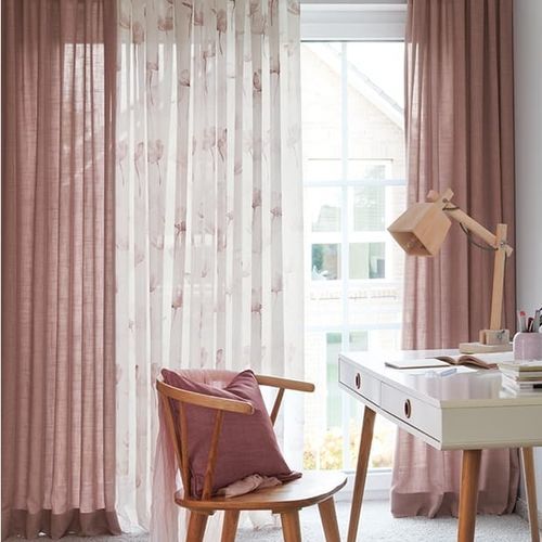 Blumenmotive-Gardine - GARDEN BLOOM  - Gardisette - Polyester / waschbar / Webware