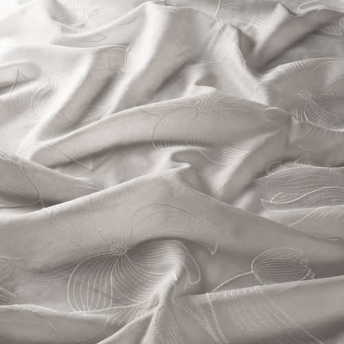 Blumenmotive-Gardine - ANTHEA - Gardisette - Polyester / waschbar / bestickt