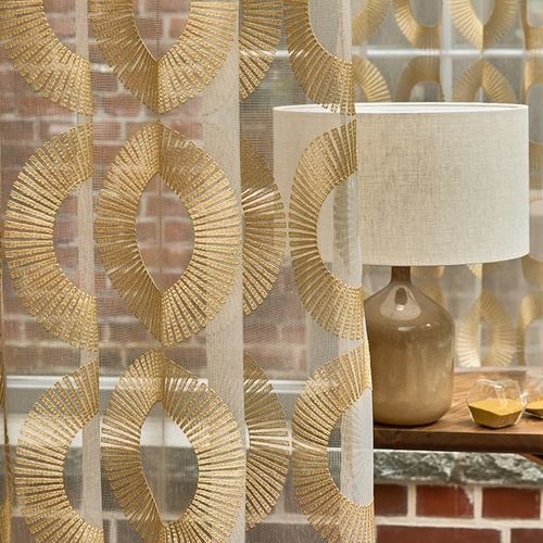 Gardine / geometrisches Muster - AURA - Gardisette - Polyester / waschbar / transparent